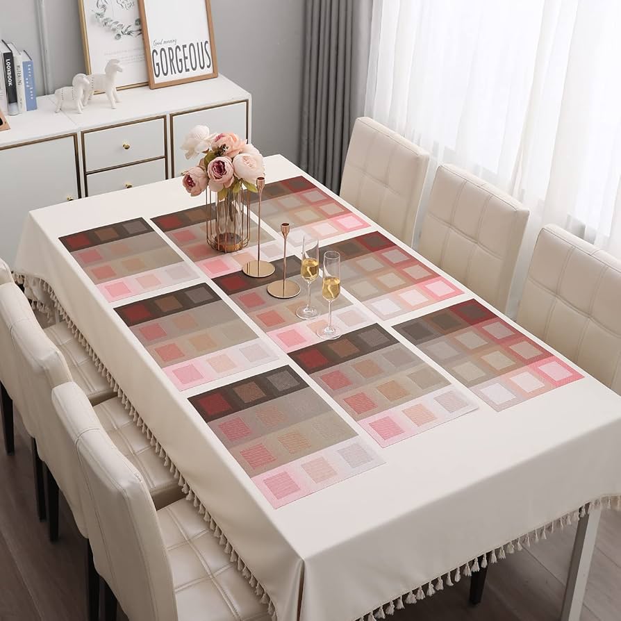 7 Pcs Dining Table Mat & Runner Set – Washable, Heat Resistant New Design A