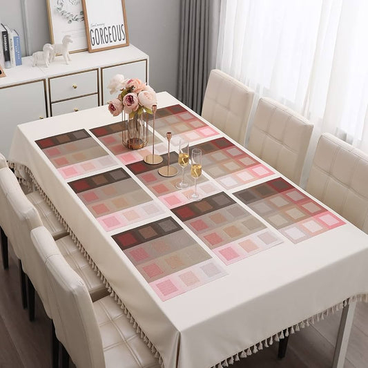 7 Pcs Dining Table Mat & Runner Set – Washable, Heat Resistant New Design A