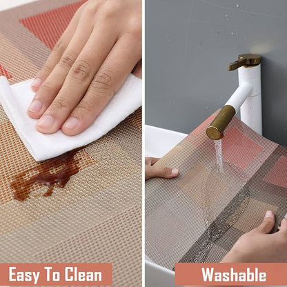 7 Pcs Dining Table Mat & Runner Set – Washable, Heat Resistant New Design A