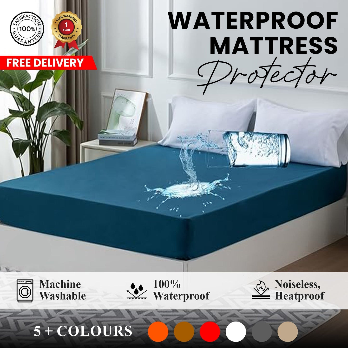 King Size Bed Waterproof Mattress Cover King Size Matress Cover Water proof Double Bed Fitted Bedsheet & Mattress Protector