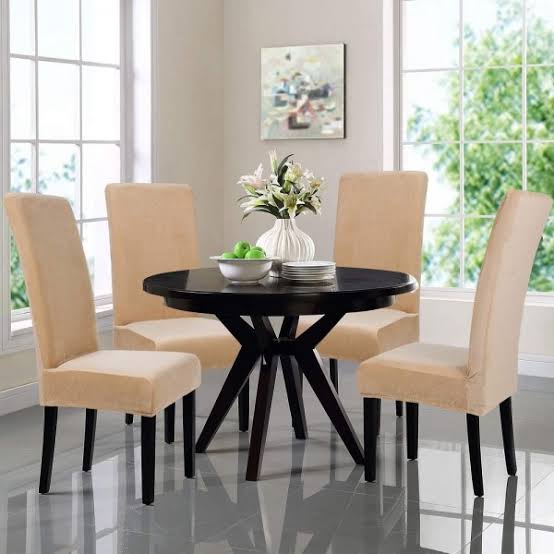 6 seater Dining Chair Cover Set Elastic Fitted Solid Color Jersey Cover Comfortable Chair Cover For Dining Room