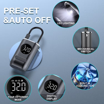 USB Rechargeable Mini Air Compressor | Smart Tire Inflator for Car & Bike