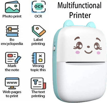 Cute Mini Pocket Printer - Portable Wireless Bluetooth Thermal Printer for Photos, Memos & Notes (Includes Paper & USB Cable)