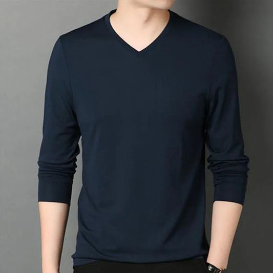Men’s Soft Cotton V-Neck Tee – Navy Blue