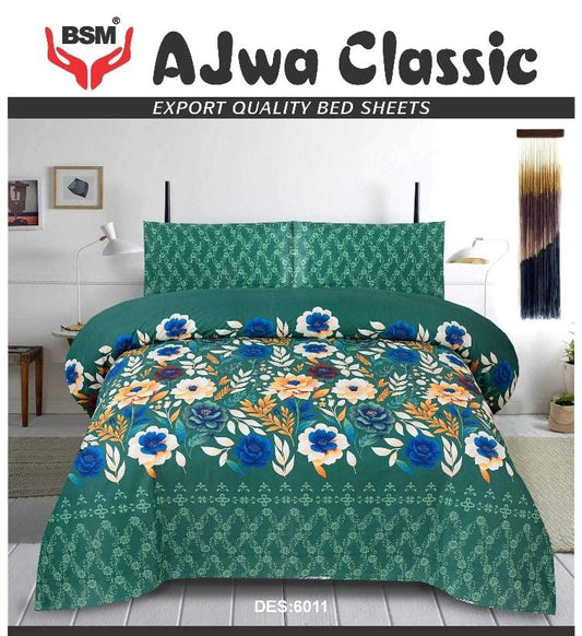 AJWA CLASSIC DOUBLE BEDSHEET BED SHEET SIZE 90" X 100" 2 PILLOW CASES SIZE 19" X 29"  3 PIECES SET