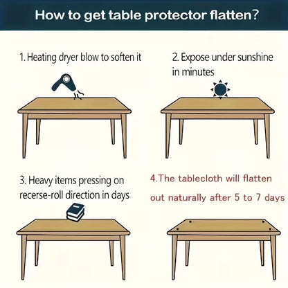 6 Seater Transparent PVC Embroidered Tablecloth with Lace Trim – Waterproof Table Cover for Dining, Parties & Home Decor