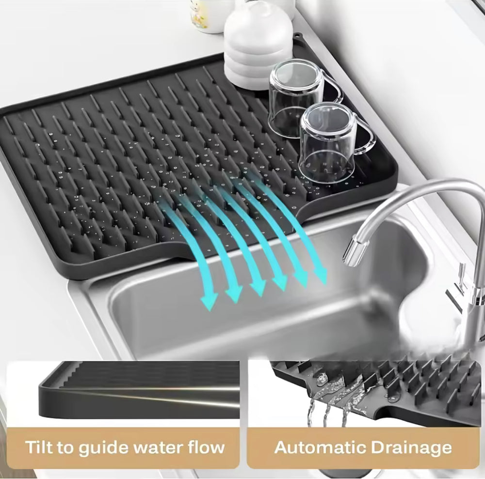 Silicone Anti-Slip Kitchen Drain Mat – Quick-Dry Sink Mat
