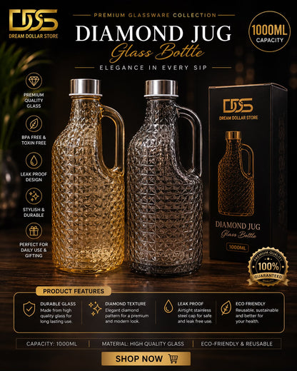 Glass Bottle  1000ML Premium Quality  Box Packing