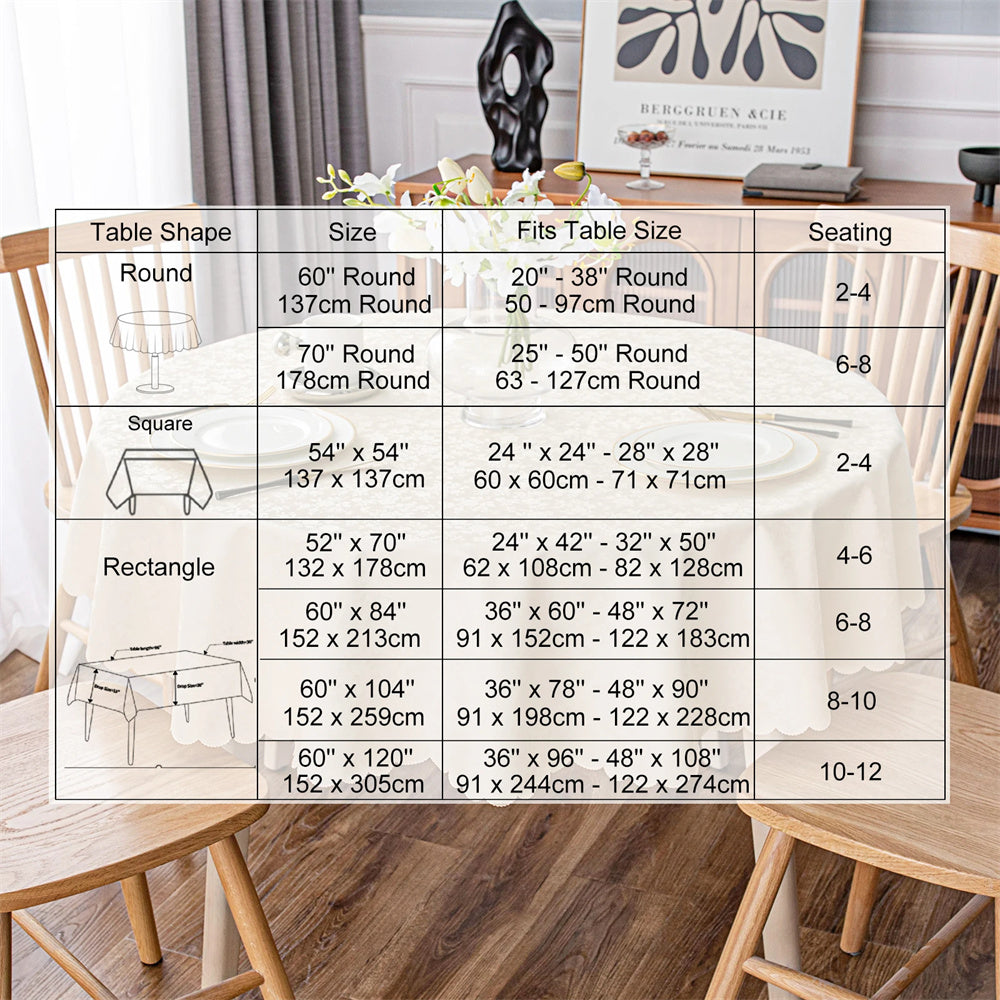 4 6 & 8 Seater Skin Color Tablecloth with beautiful Spill-Proof Table Cloth in Washable Oil Proof anti-scalding Pvc Vinyl Table Cover Decoration for Kitchen Dining