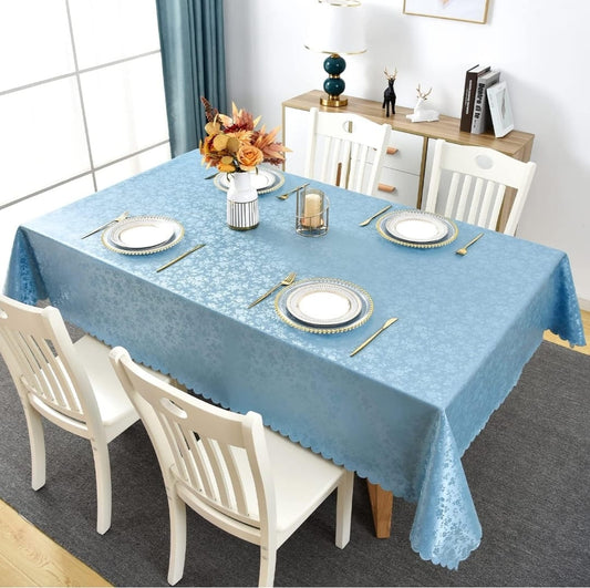 4 6 Seater Blue Color Tablecloth with beautiful Spill-Proof Table Cloth in Washable Oil Proof anti-scalding Pvc Vinyl Table Cover Decoration for Kitchen Dining