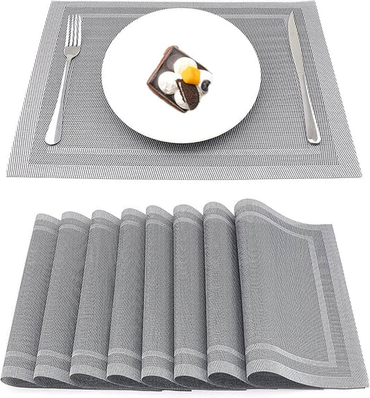Set of 2/4/6/8pcs Pvc Placemats, Woven Placemats For Dining Table heat Resistant Placemats, Washable Stain Resistant Easy To Clean, Home Kitchen Dining Table Decor