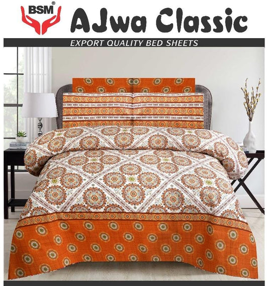 AJWA CLASSIC DOUBLE BEDSHEET BED SHEET SIZE 90" X 100" 2 PILLOW CASES SIZE 19" X 29"  3 PIECES SET