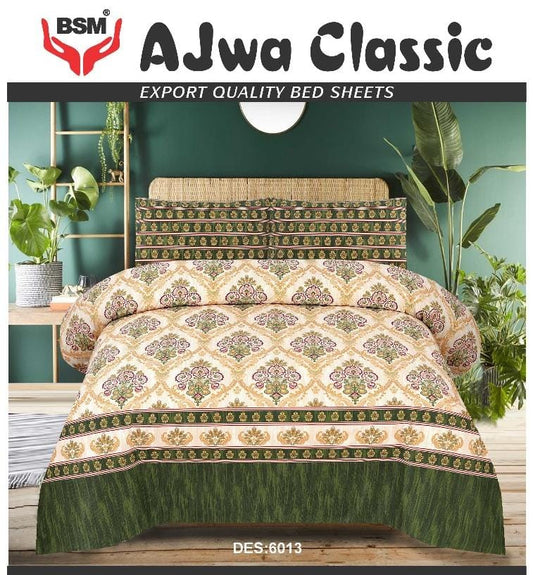 AJWA CLASSIC DOUBLE BEDSHEET BED SHEET SIZE 90" X 100" 2 PILLOW CASES SIZE 19" X 29"  3 PIECES SET