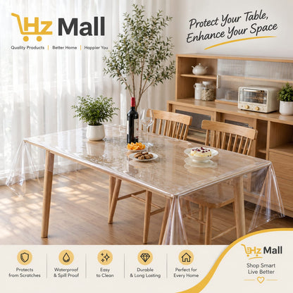 Transparent Table Cover for 4 Seater Dining Table – Waterproof, Heat Resistant, Scratch Proof & Easy Clean Protective Cover
