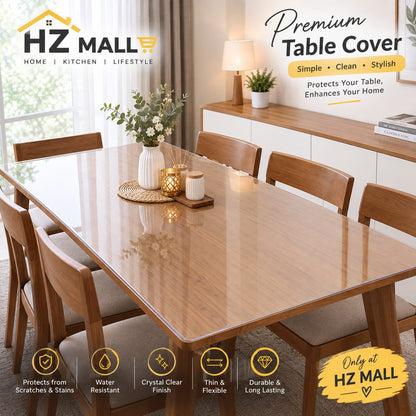 Transparent Table Cover – Waterproof, Heat Resistant & Scratch Resistant Custom Sizes