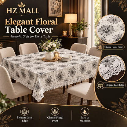 4/6/8 Seater Waterproof Table Cover with Elegant Lace Border New Design B