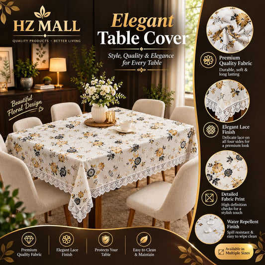 Waterproof Lace Border Table Cover (C)