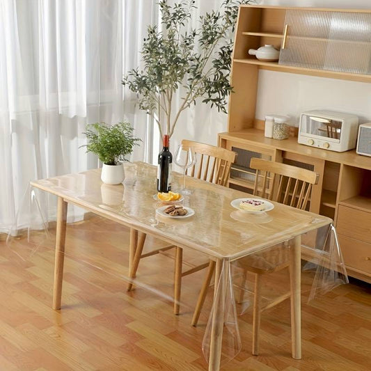 6 Seater PVC( 7.5 x 5 Ft)  60x90 Inch Transparent Clear Dining Table Cloth / Cover Plastic Table Cover Protector Sheet Rectangle