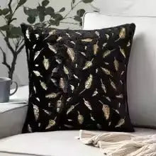 Bronzing Feather Leaf Cushion Cover 16x16