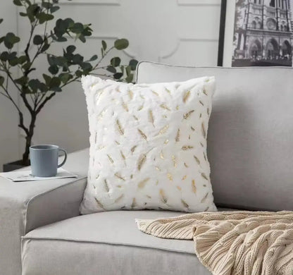 Bronzing Feather Leaf Cushion Cover 16x16