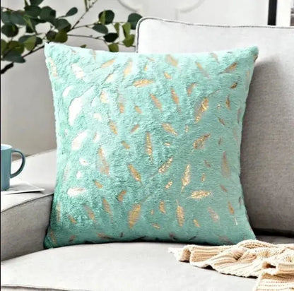 Bronzing Feather Leaf Cushion Cover 16x16