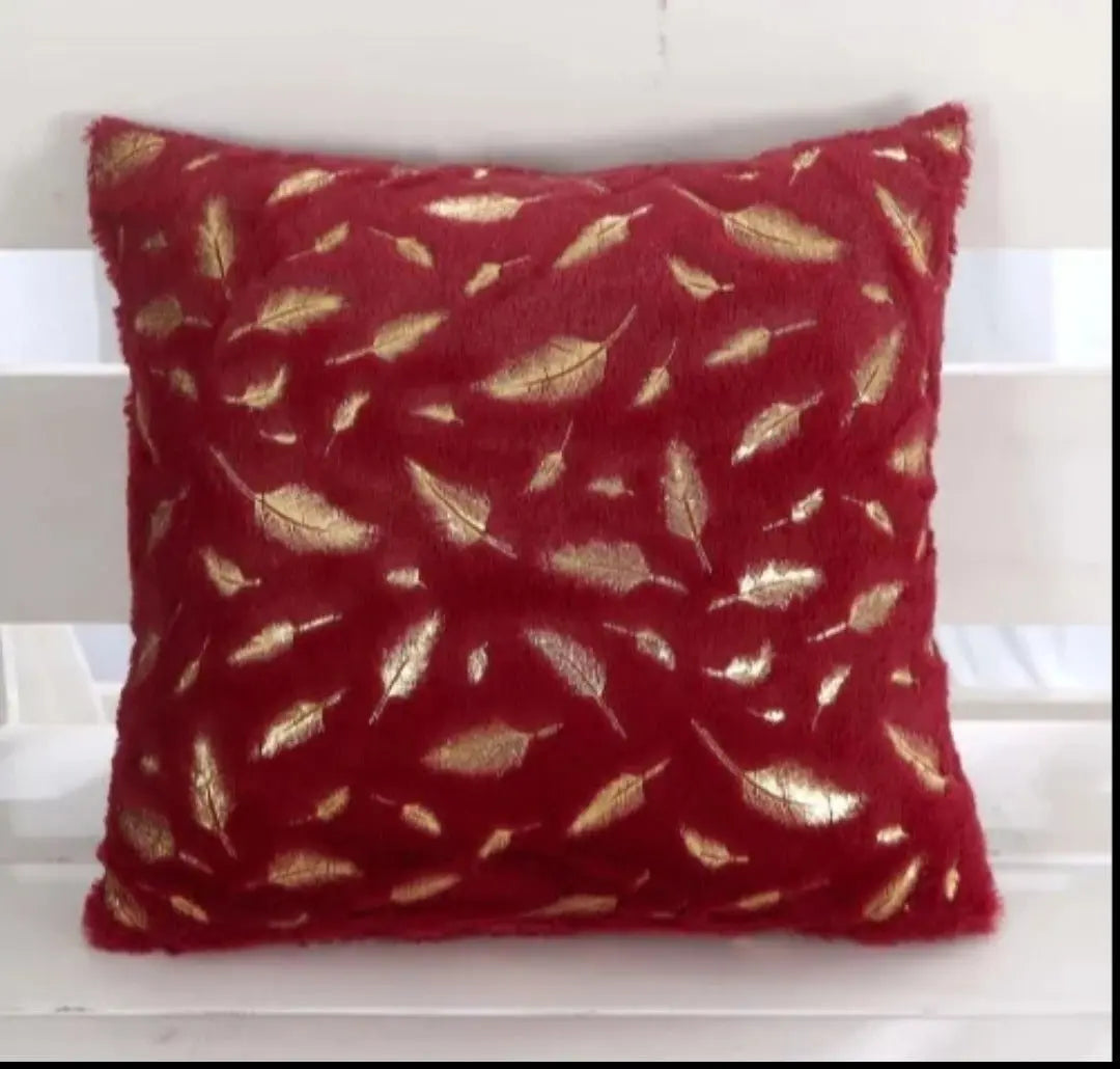 Bronzing Feather Leaf Cushion Cover 16x16