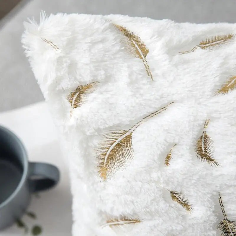 Bronzing Feather Leaf Cushion Cover 16x16