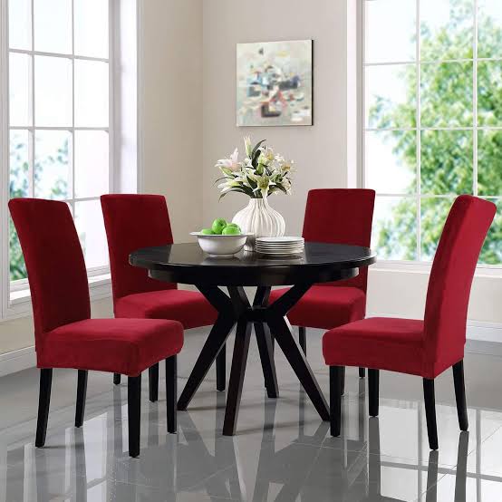 6 seater Dining Chair Cover Set Elastic Fitted Solid Color Jersey Cover Comfortable Chair Cover For Dining Room