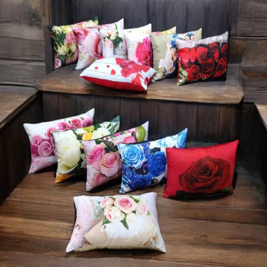 Colorful Sunflower Rose Pillow Cover 12x20 Inch