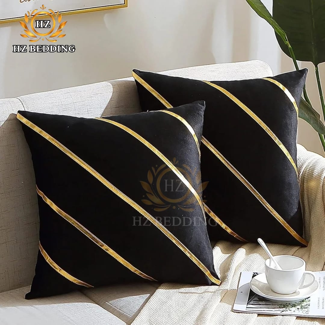 Decorative Throw Pillow Covers - Soft Velvet Gold Cushion Covers Pillow Cases for Sofa Bedroom Livingroom Car, 16 x 16