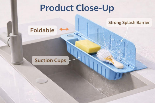 Sink splash guard installed behind kitchen faucet