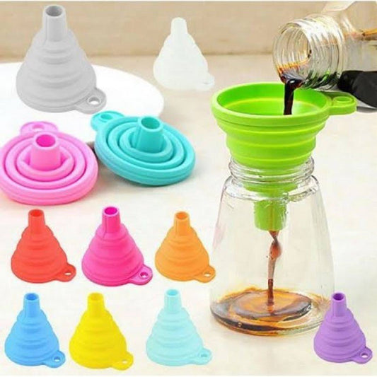 Foldable Silicone Funnel Set – Kitchen Liquid Transfer Funnel