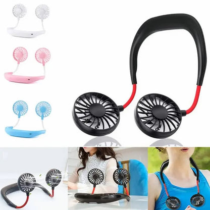 Portable Neck Fan – Hands-Free Rechargeable USB Wearable Personal Fan