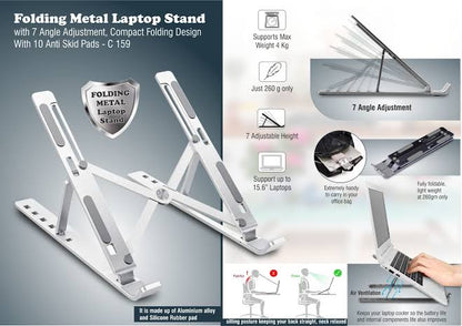 Ergonomic Aluminum Laptop Stand – Adjustable & Foldable Desk Holder