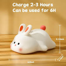USB Rechargeable Bunny LED Night Light | Soft Silicone Nursery Lamp