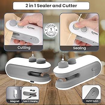 Rechargeable Mini Heat Sealer & Plastic Bag Cutter (2-in-1)