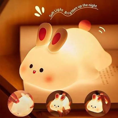 USB Rechargeable Bunny LED Night Light | Soft Silicone Nursery Lamp