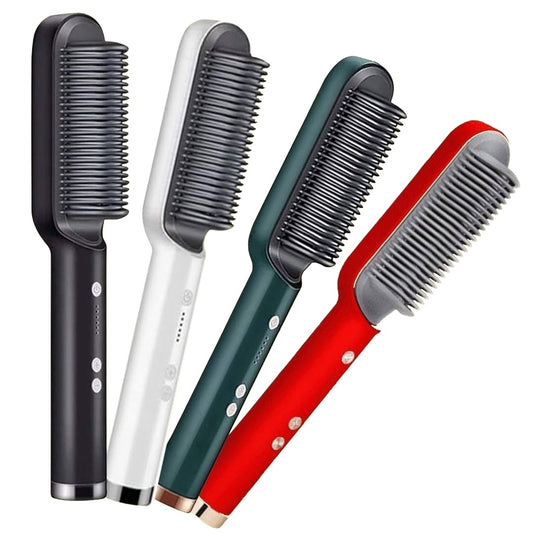 2-in-1 Styling Comb – Electric Hair Straightener & Curler Brush for Smooth, Shiny Hair