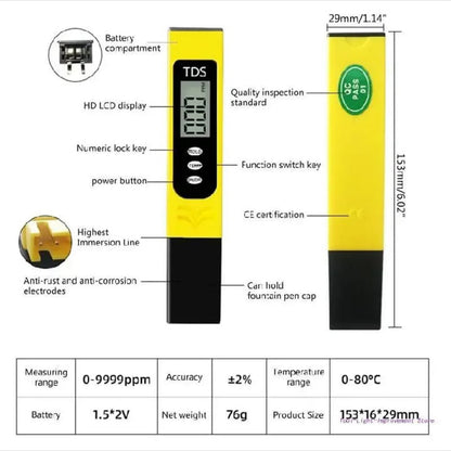 Digital TDS Meter for Water Quality Testing – 2 in 1 TDS & Temperature Tester | Accurate PPM Filter Pen for RO Drinking Water, Aquarium, Pool, Hanna Level Purity Check (0-9990 PPM)
