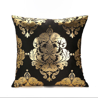 Black and Gold Velvet Cushion Covers –  Soft Decorative Throw Pillow Cases, 16x16 inch