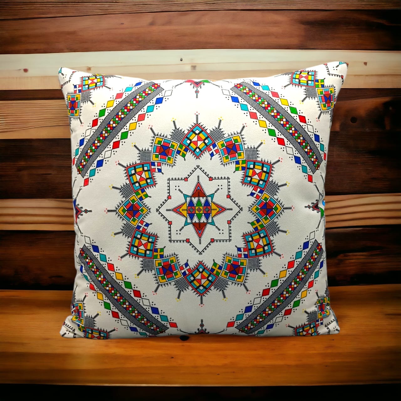 Colorful Geometric Cushion Cover – 16x16 Inch Modern Decorative