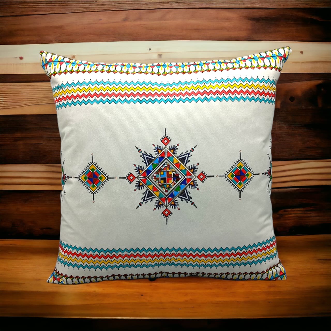 Colorful Geometric Cushion Cover – 16x16 Inch Modern Decorative