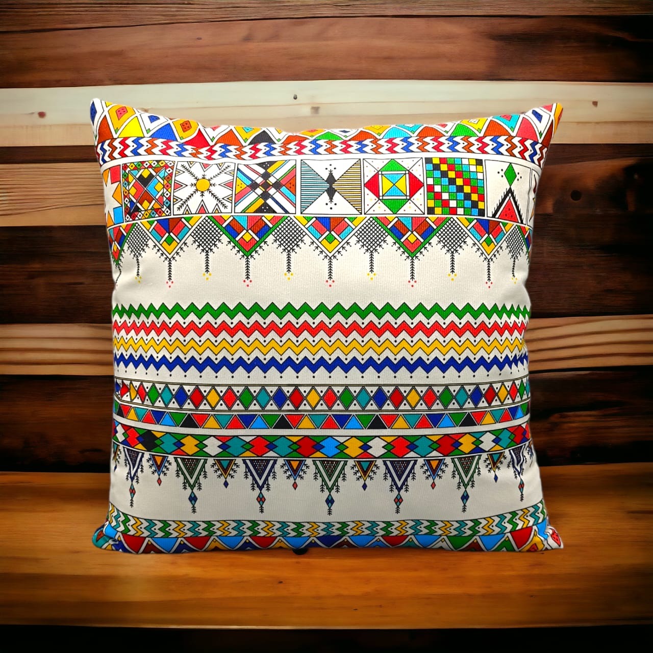 Colorful Geometric Cushion Cover – 16x16 Inch Modern Decorative