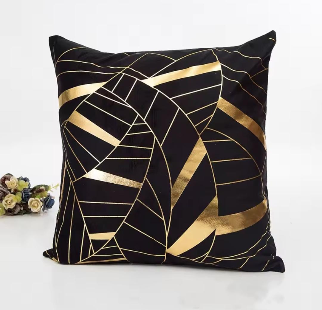 White and Gold Velvet Cushion Covers –  Soft Decorative Throw Pillow Cases, 16x16 inch