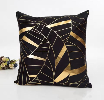 White and Gold Velvet Cushion Covers –  Soft Decorative Throw Pillow Cases, 16x16 inch