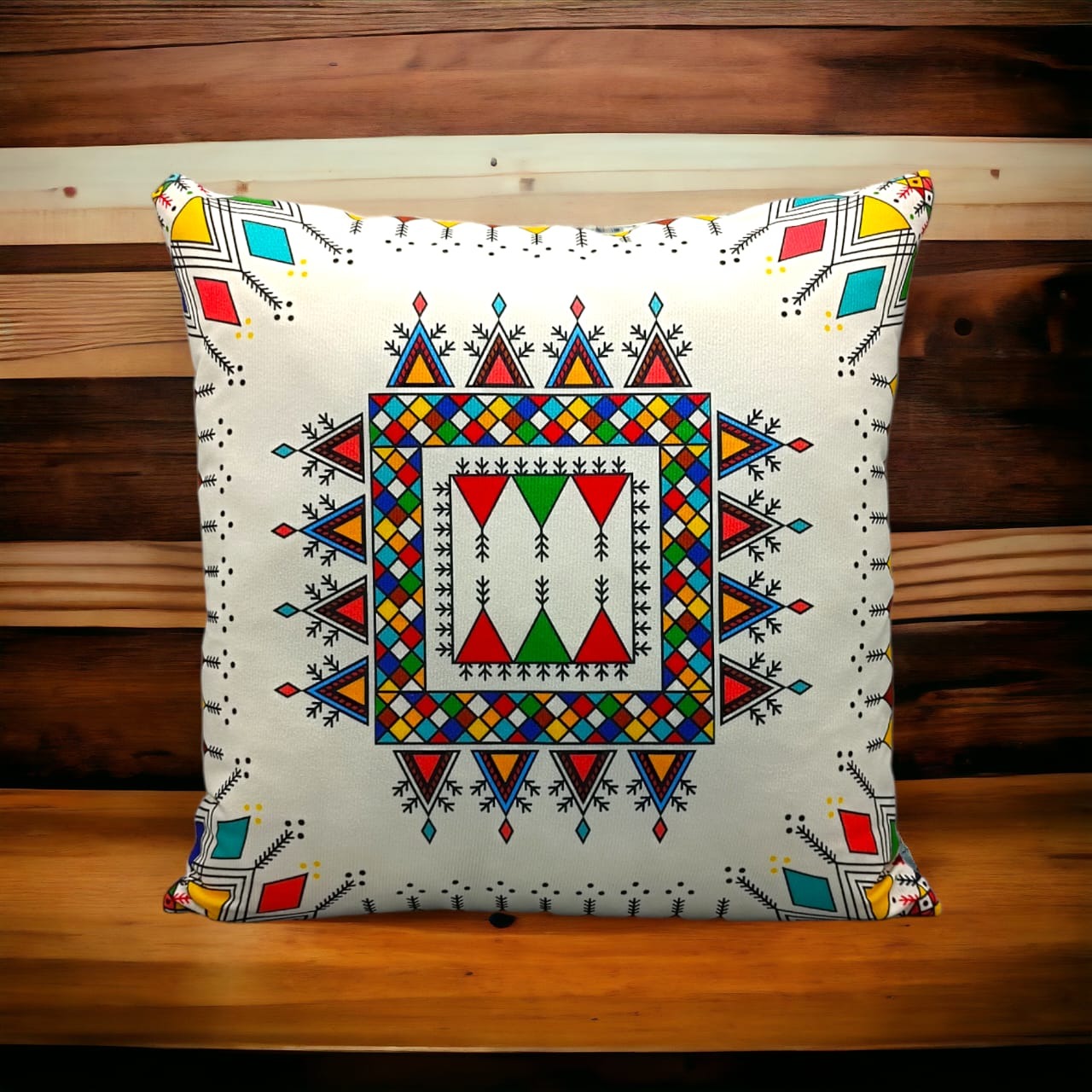 Colorful Geometric Cushion Cover – 16x16 Inch Modern Decorative