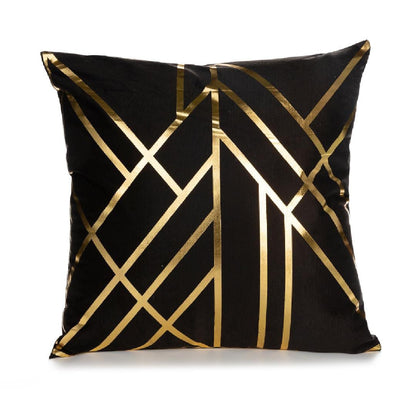 Black and Gold Velvet Cushion Covers –  Soft Decorative Throw Pillow Cases, 16x16 inch