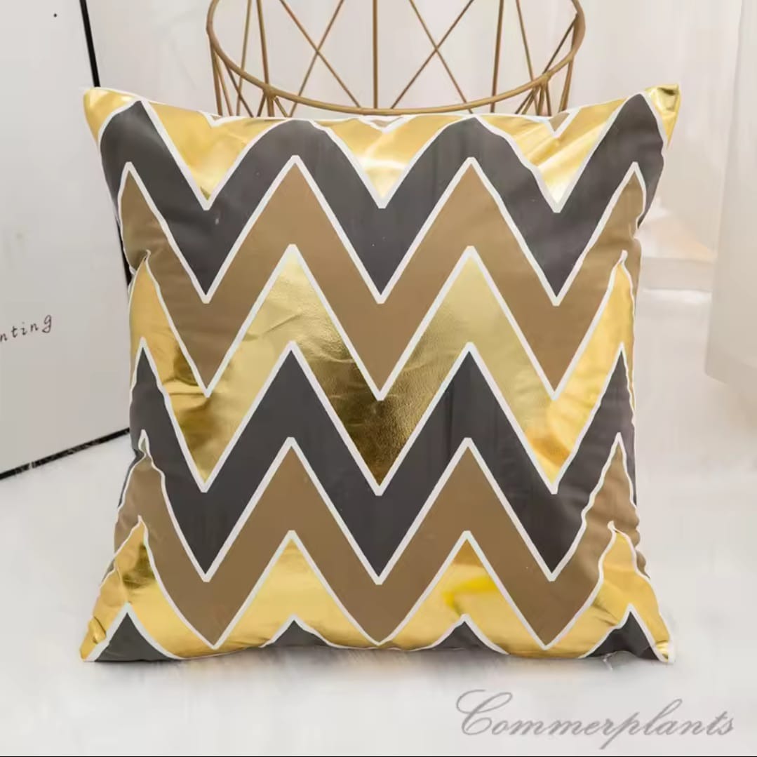 Black and Gold Velvet Cushion Covers –  Soft Decorative Throw Pillow Cases, 16x16 inch