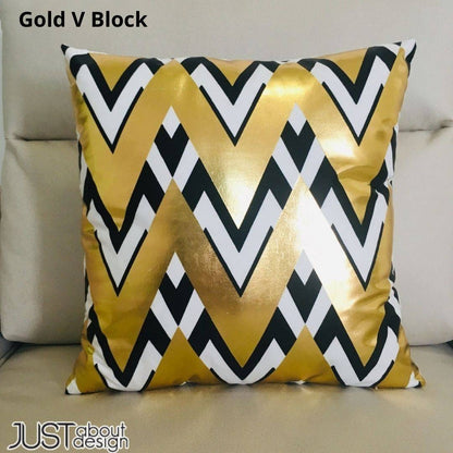 Black and Gold Velvet Cushion Covers –  Soft Decorative Throw Pillow Cases, 16x16 inch