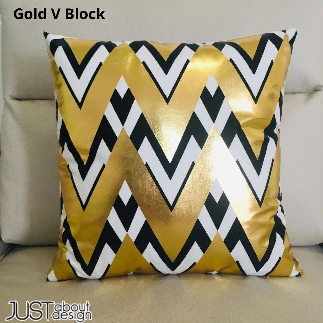 White and Gold Velvet Cushion Covers –  Soft Decorative Throw Pillow Cases, 16x16 inch